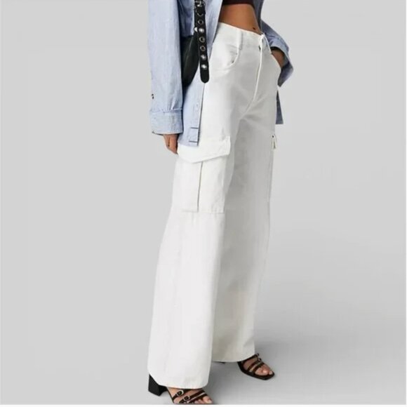 Agolde Denim - AGOLDE Minka Cargo Jeans in Ivory Milkshake